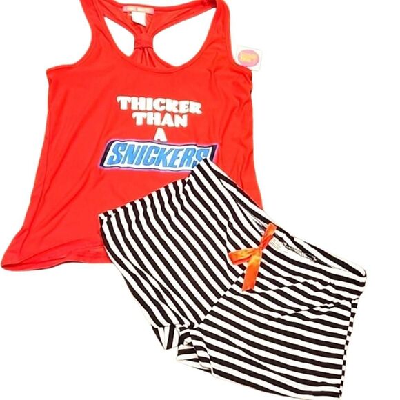 5 More Minutes Thicker Than A Snicker Racerback Tank & Short PJ Set - Picture 1 of 5